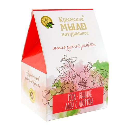 Подарочный набор мыла "Красный" Роза, Винное, Алоэ с люфой 3*100г